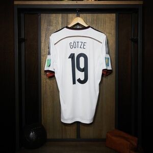 Germany 2014 Home Jersey – Mario Götze #19 – Medium – White, Black & Red Adidas